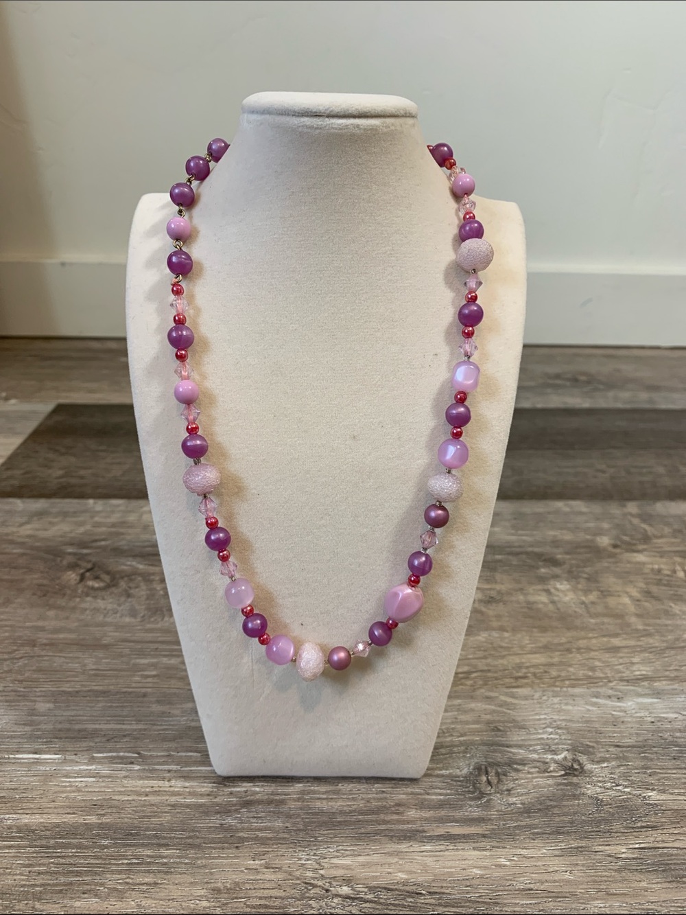 Vintage Pink and Purple Beaded Necklace
